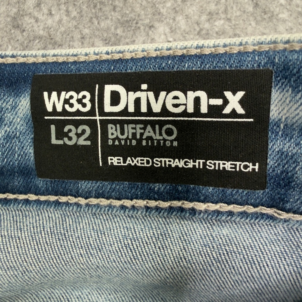 Buffalo David Bitton Driven-X Relaxed Straight Stretch Jeans Light Wash 33 NEW - Picture 4 of 13